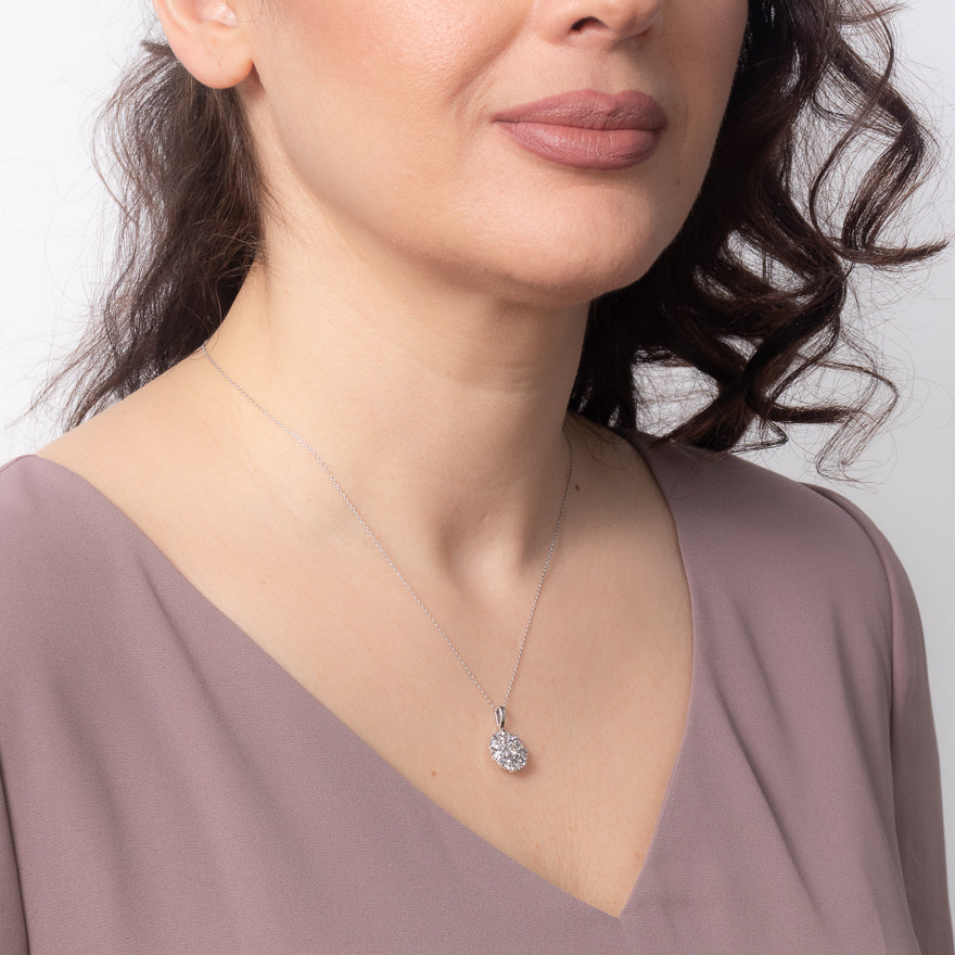 Diamond Cluster Pendant Necklace with Hidden Heart Motif in 10K White