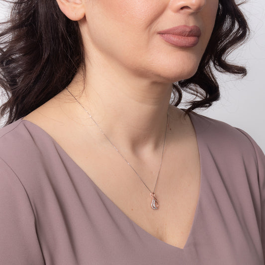 Infinity Diamond Pendant Necklace in 10K White and Rose Gold (0.08ct tw)