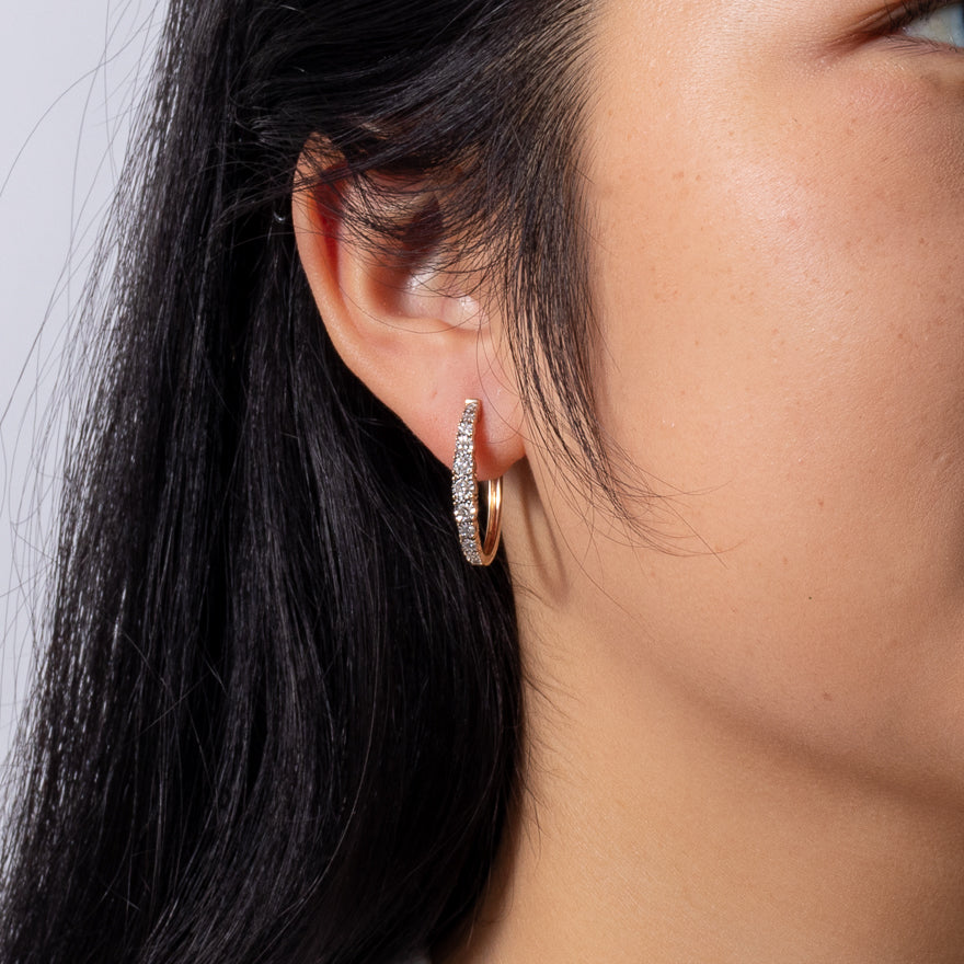 -Fara- Diamond Oval Shape Hoop Earrings In 10K Yellow Gold (0.50 ct tw)