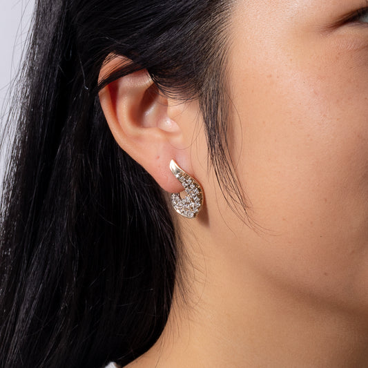 Diamond Cluster Earrings in 10K Yellow and White Gold (1.00 ct tw)