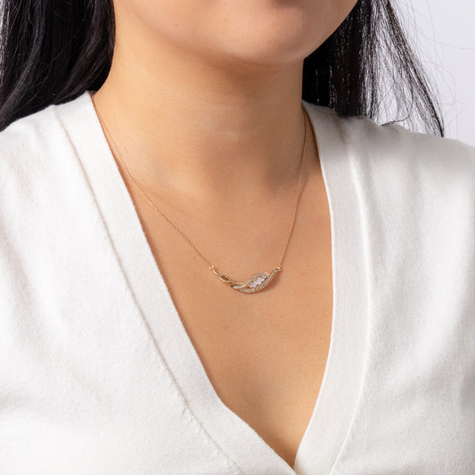 Wave Diamond Pendant Necklace in 10K Yellow and White Gold (0.50 ct tw)