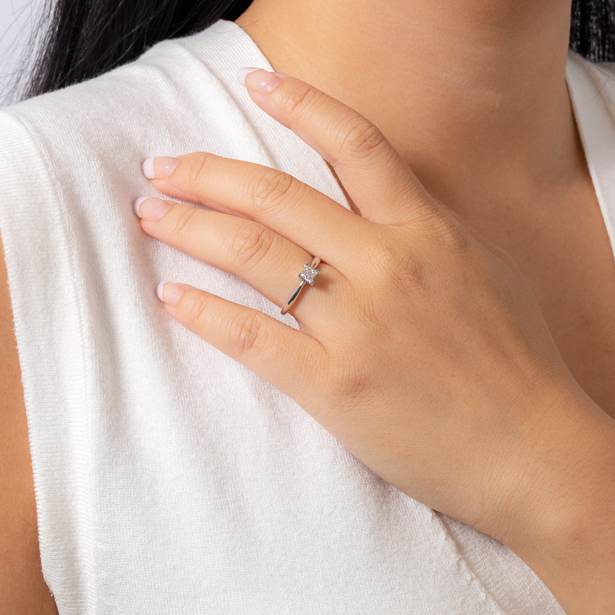 Princess Cut Diamond Solitaire Engagement Ring in 14K White Gold ct tw)