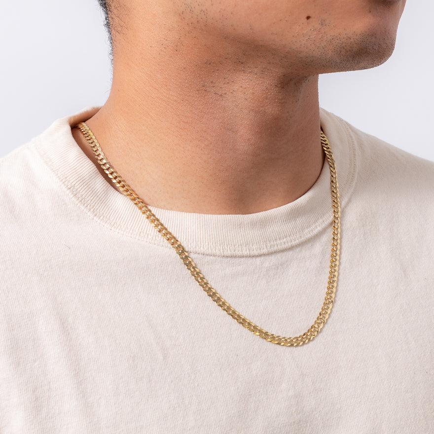 5mm Concave Curb Chain in 10K Yellow Gold (22”)