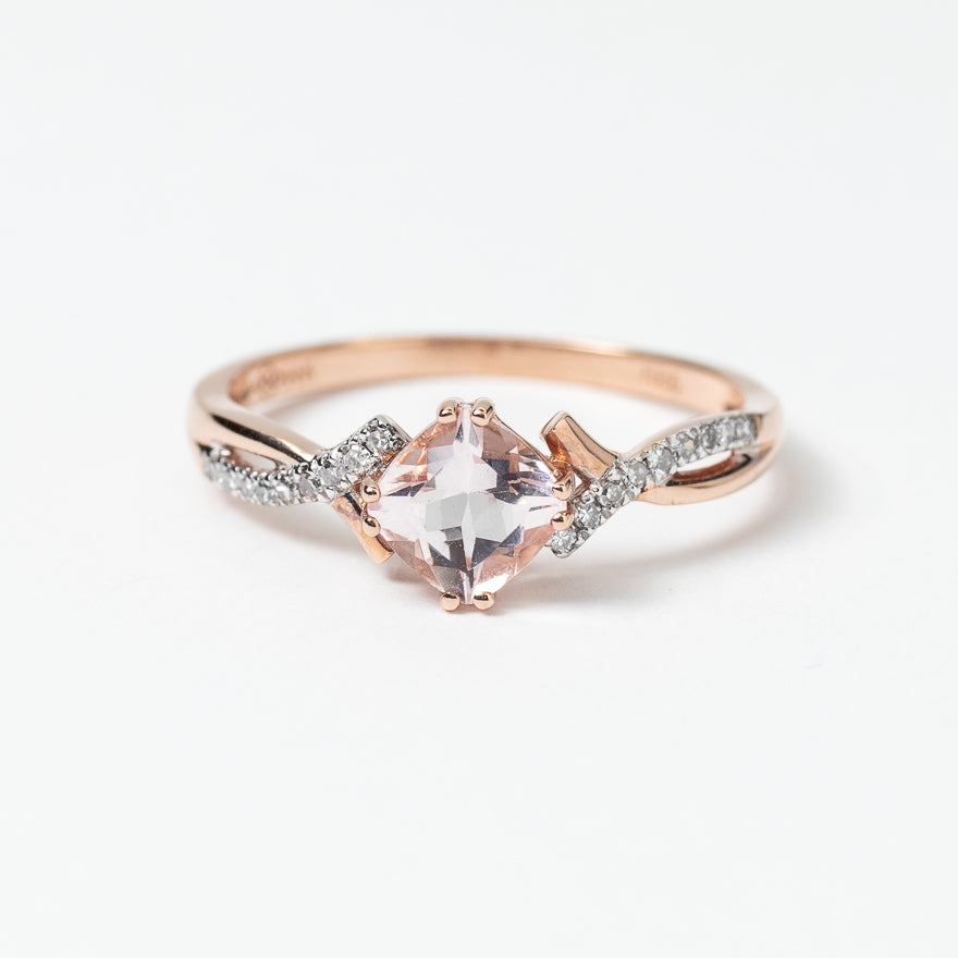 Morganite Ring With Diamond Accents 14K Rose Gold