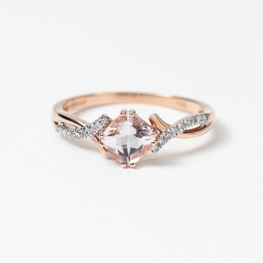 Morganite Ring With Diamond Accents in 14K Rose Gold