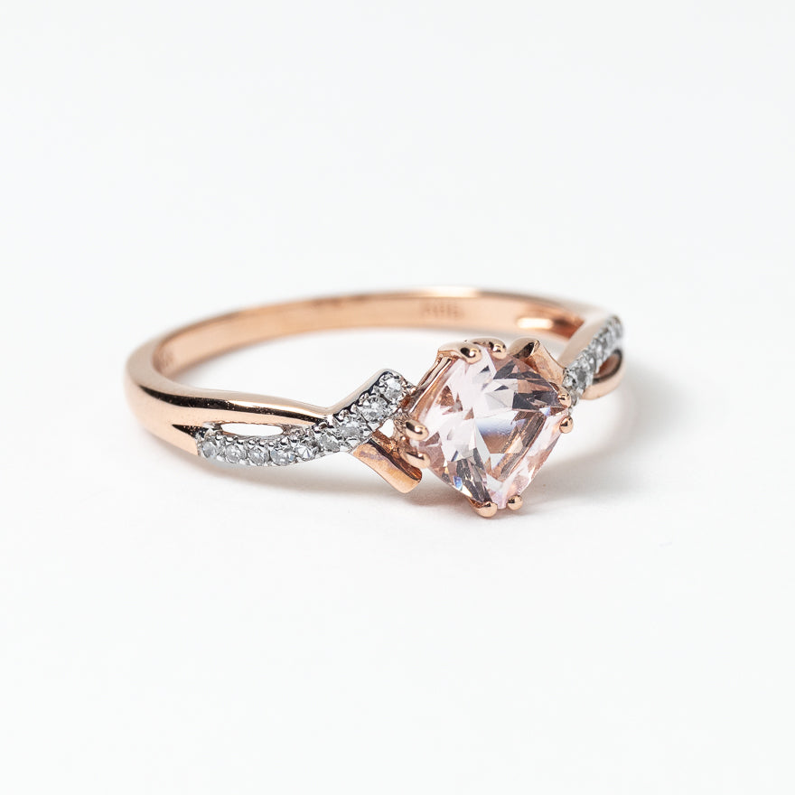 Princess cut morganite sale engagement ring