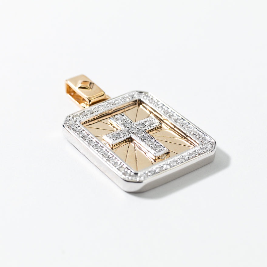 Gents Diamond Cross Pendant in 10K Yellow and White Gold (0.50 ct tw)
