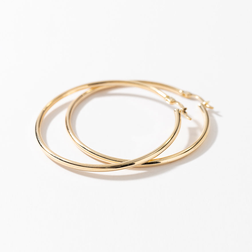 2mmx40mm Tube Hoop Earrings in 10K Yellow Gold