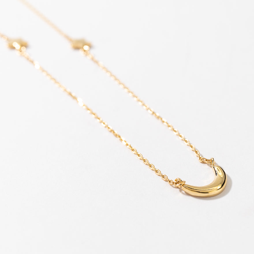 Star and Moon Chain Necklace in 10K Yellow Gold – Ann-Louise Jewellers