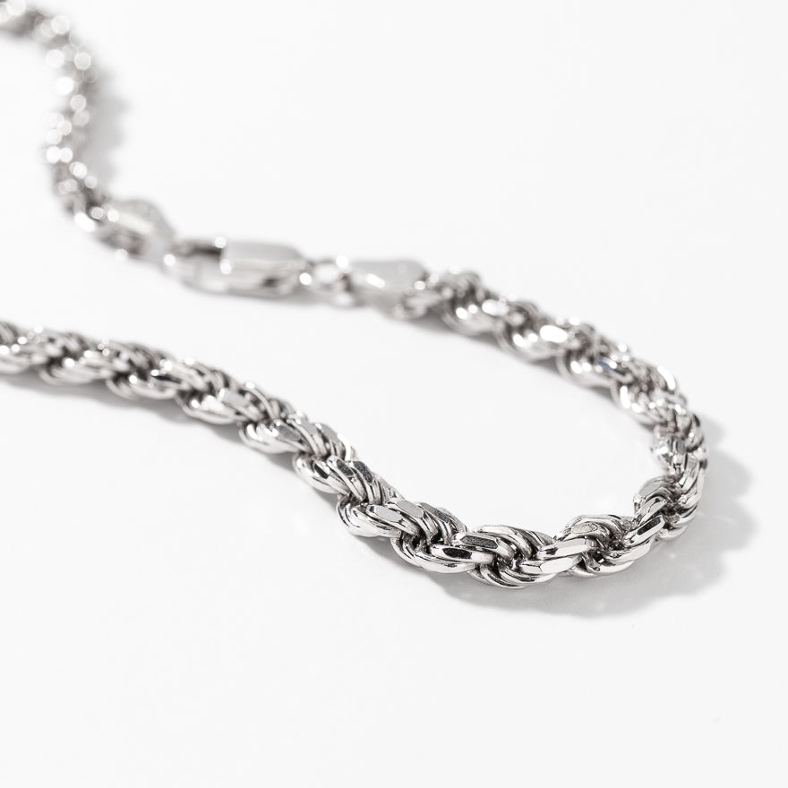 Silver 3.50mm Diamond Cut Rope Chain (20")