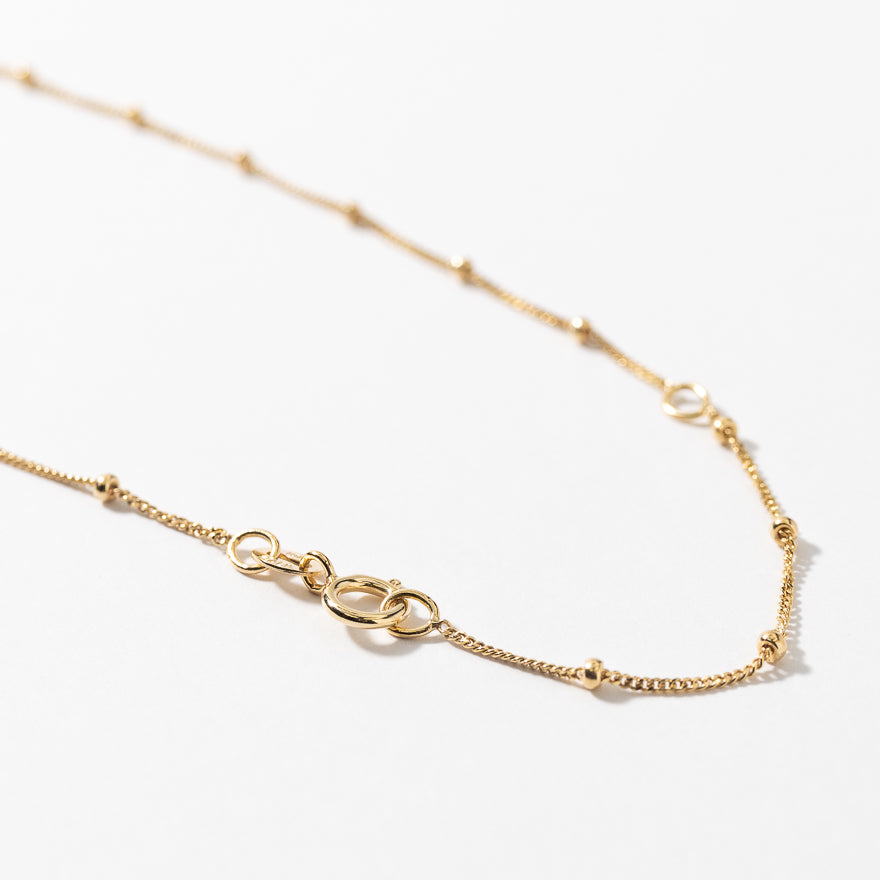 Mini Bead Station Chain in 10K Yellow Gold (18”)
