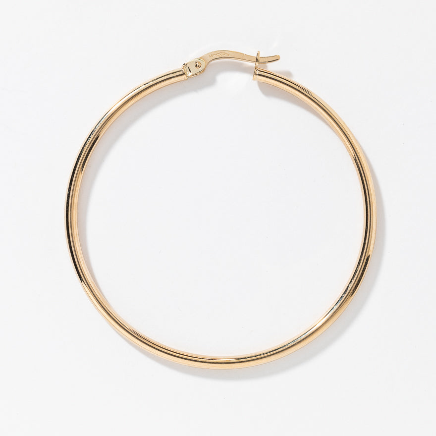 2mmx40mm Tube Hoop Earrings in 10K Yellow Gold