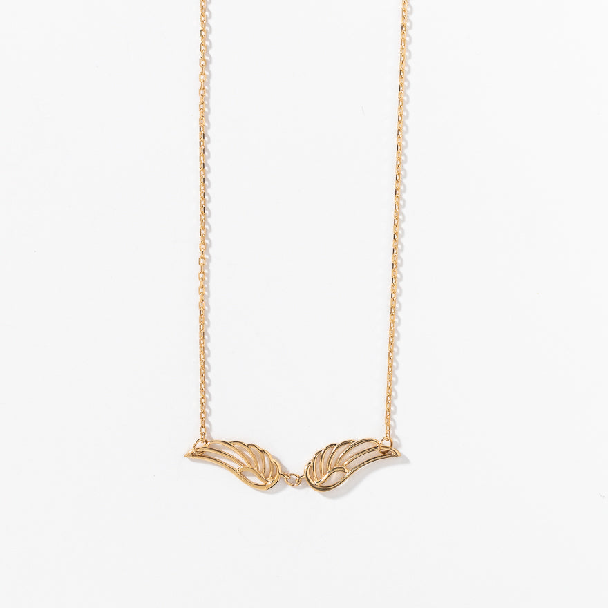 Angel Wing Charm Necklace in 10K Yellow Gold