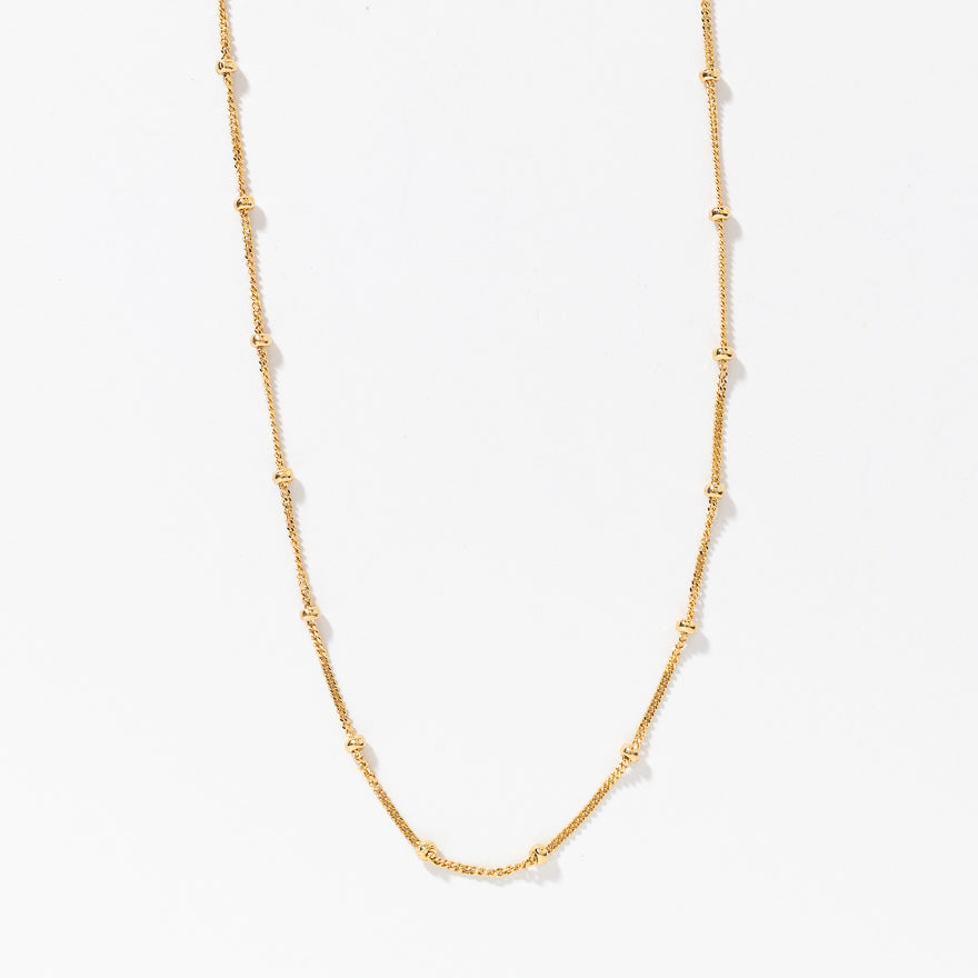 Mini Bead Station Chain in 10K Yellow Gold (18”) – Ann-Louise