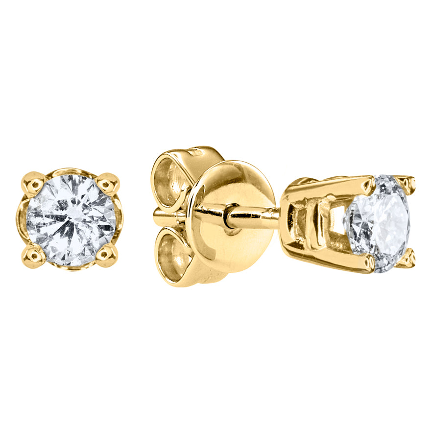 Solitaire Diamond Stud Earrings in 14K Yellow Gold (0.10 ct tw)