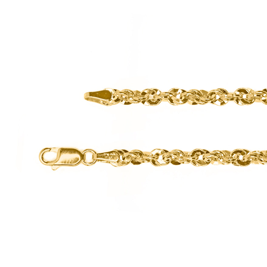 10K Yellow Gold 3.70mm Diamond Cut Rope Chain (18")