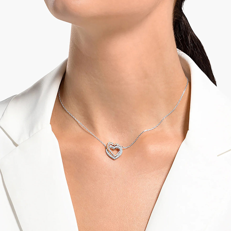 Interlocking Diamond Heart Necklace in 10kt White and Rose Gold (1/10c –  Day's Jewelers