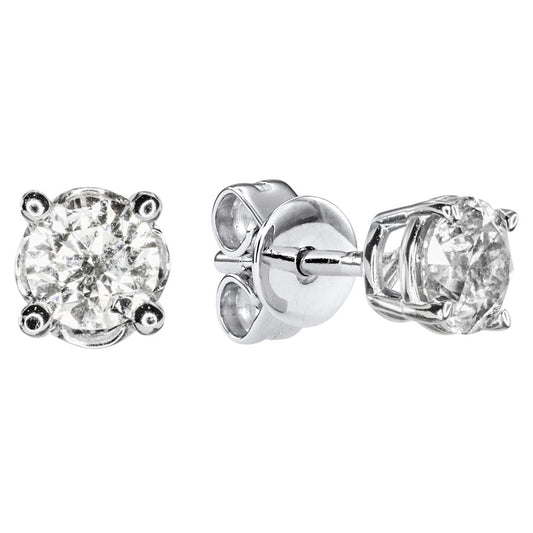 Solitaire Diamond Stud Earrings in 14K White Gold (0.40 ct tw)