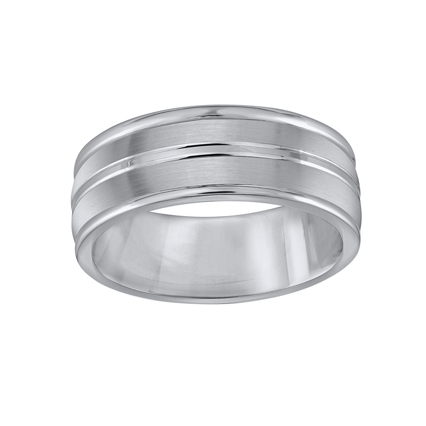 Men’s Two Row 8mm Tungsten Wedding Band - Size 11