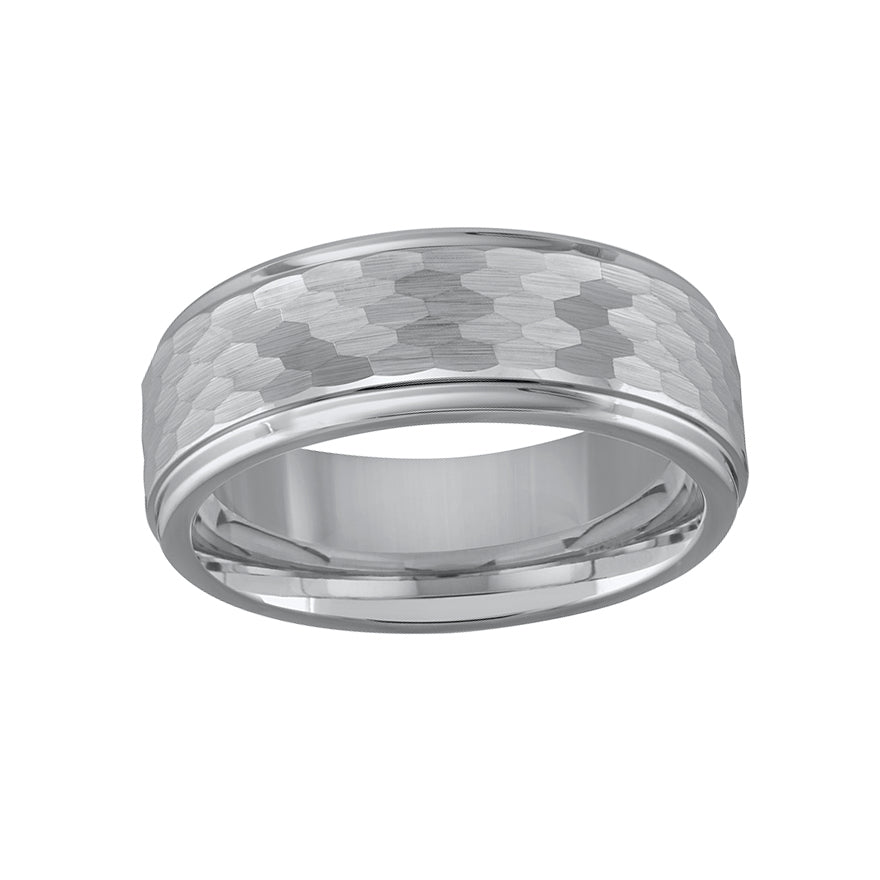 Brushed Hammered Men's 8mm Tungsten Wedding Band Size – Ann