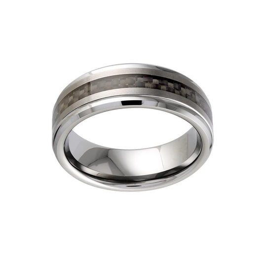 Men's 8mm Tungsten Ring with Carbon Fiber Inlay - Size 10