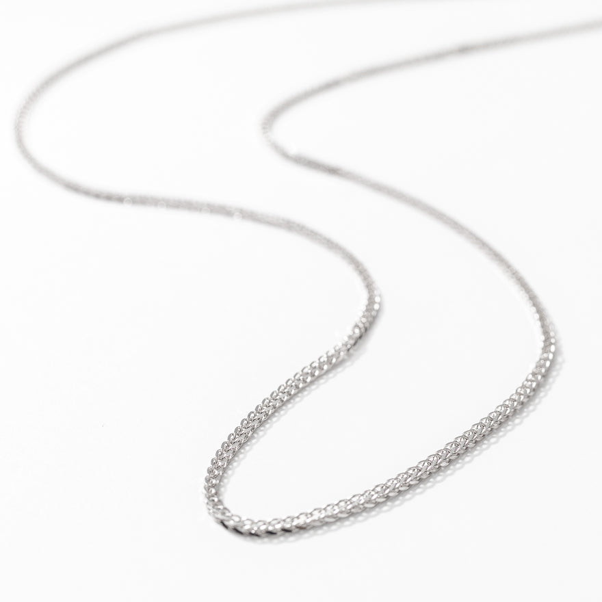 10K Diamond Cut White Gold Round 0.94mm Wheat Chain (18