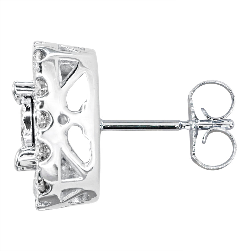 Halo Diamond Stud Earrings in 10K White Gold (1.00ct tw)