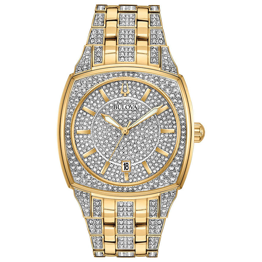 Bulova Men's Gold Crystal Pave Watch