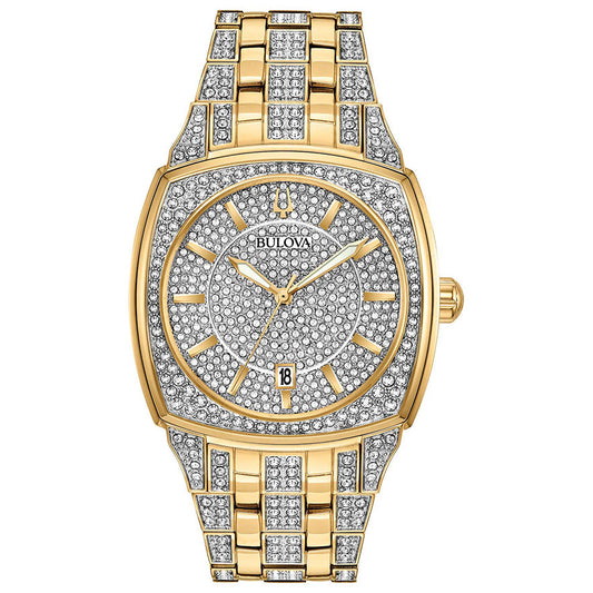 Bulova Men's Gold Crystal Pave Watch