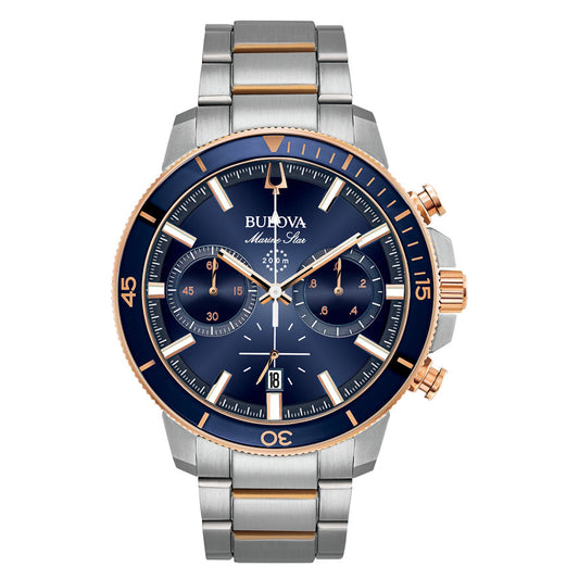 Bulova Men's Marine Star Chronograph Blue Dial Stainless Steel Watch | 98B301