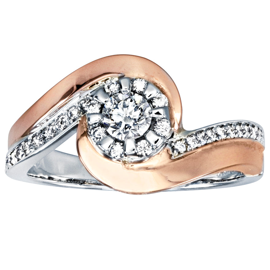 Canadian Swirl Diamond Engagement Ring in 14K White and Rose Gold (0.40ct tw)