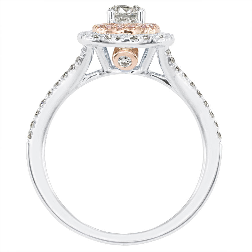 Canadian Diamond Engagement Ring with Pink and White Gold Halo