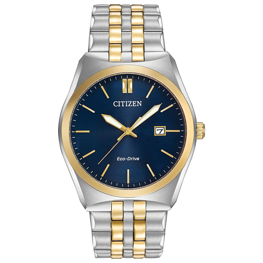 Citizen Men`s Corso Two Tone Stainless Steel Watch In Blue Dial | BM7334-58L