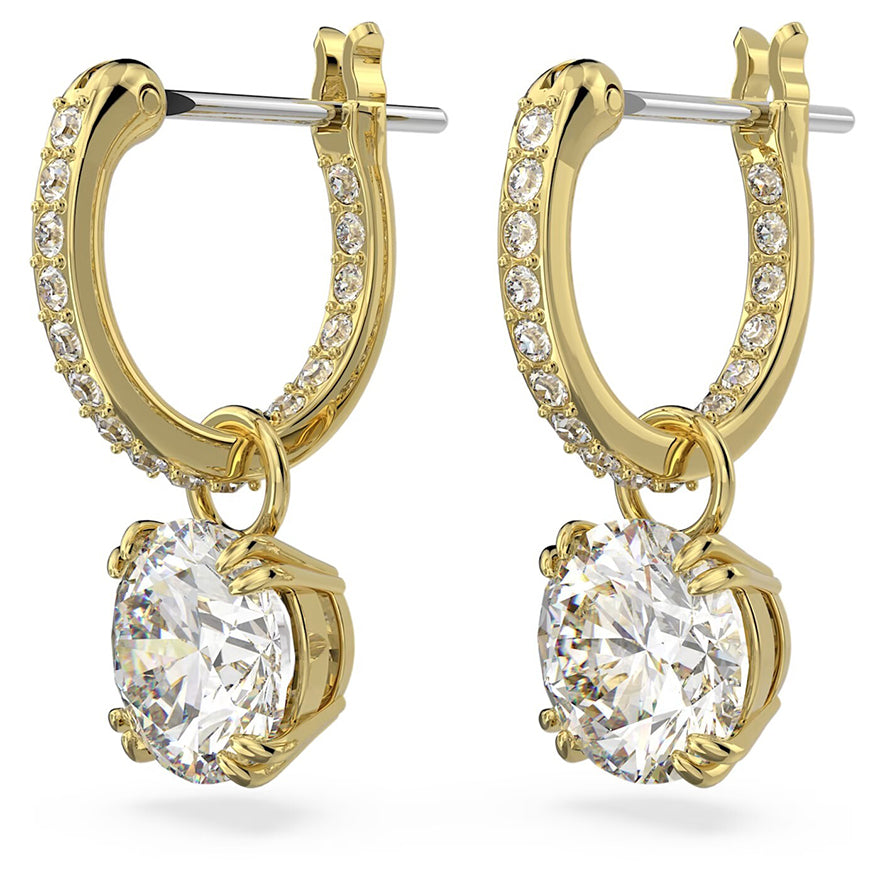 Swarovski Constella Drop Earrings Round Cut Gold-Tone | 5638802