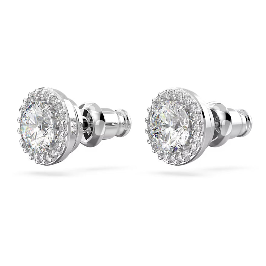 Round pave diamond stud on sale earrings