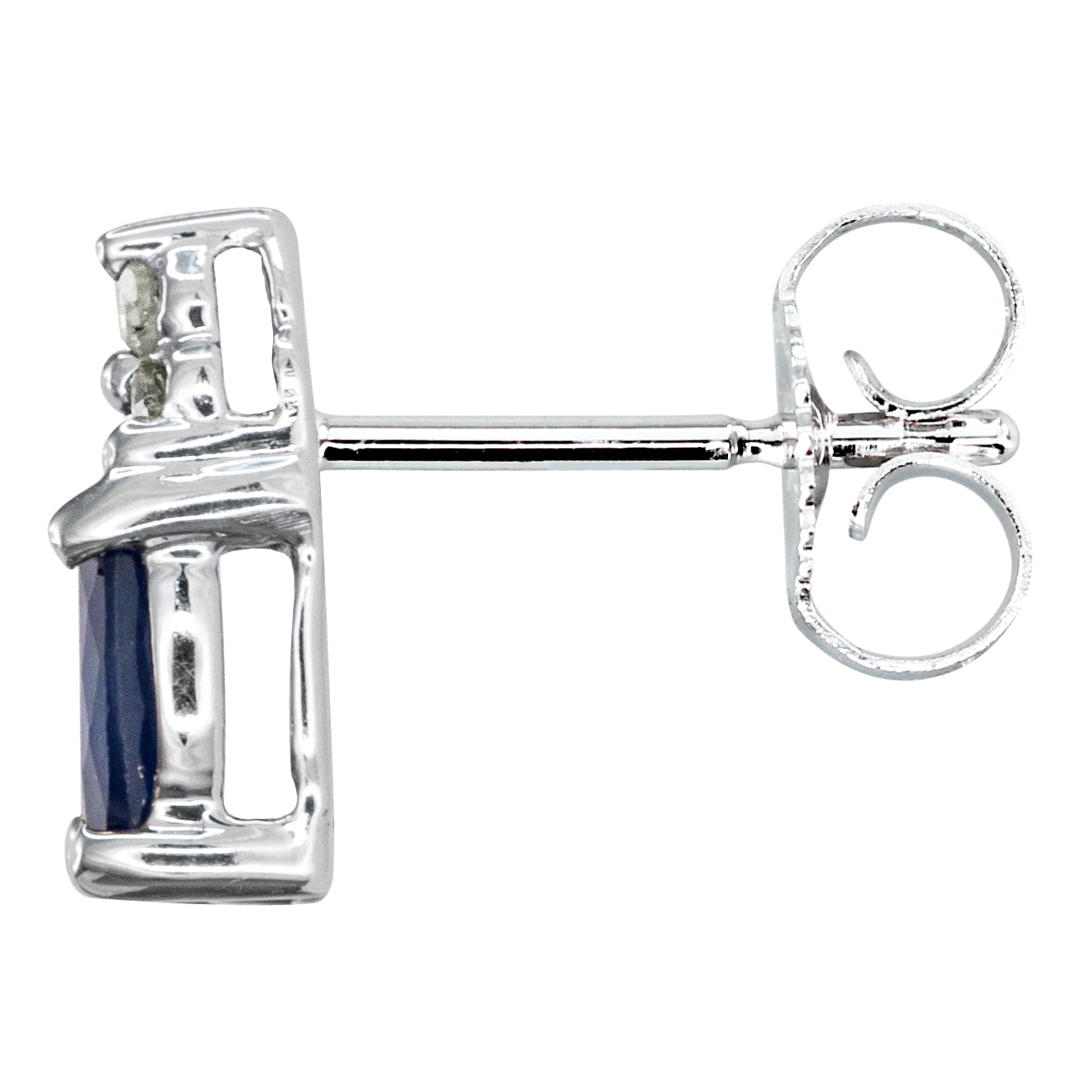 Oval Sapphire & Diamond Stud Earrings in 10K White Gold