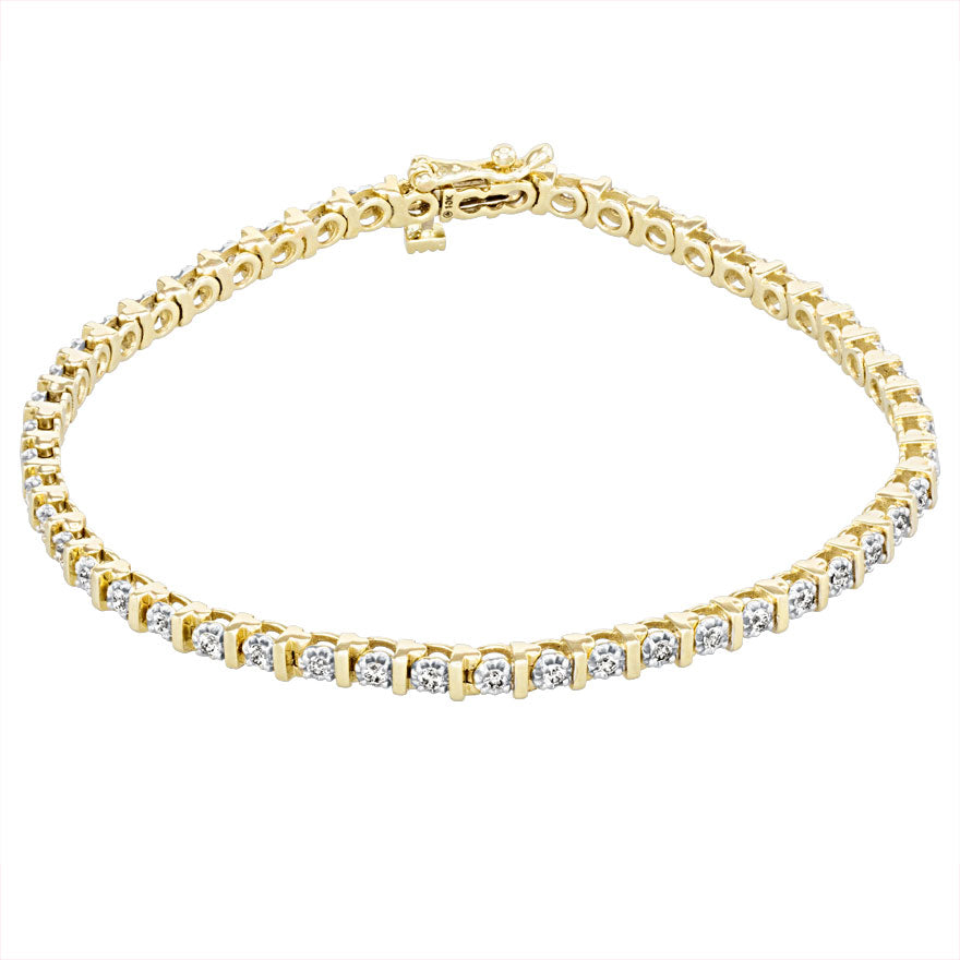 Diamond Bar Tennis Bracelet in 10K Yellow Gold (1.00ct tw) – Ann-Louise ...