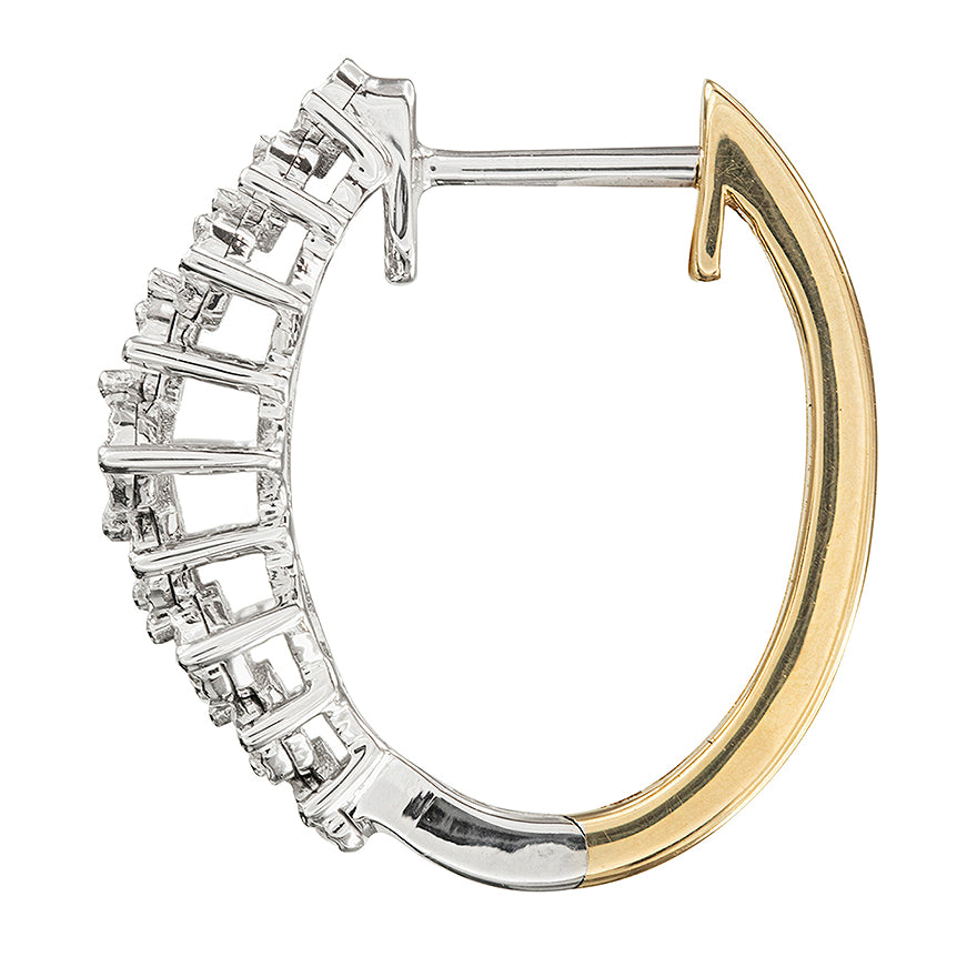 Diamond Cluster Hoop Earrings In 10K Yellow and White Gold (1.00 ct tw)