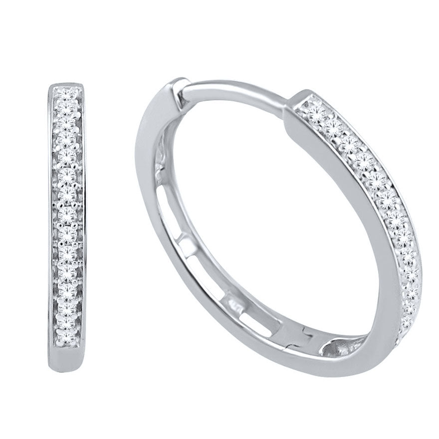 Diamond Hoop Earrings in 10K White Gold (0.10ct tw)