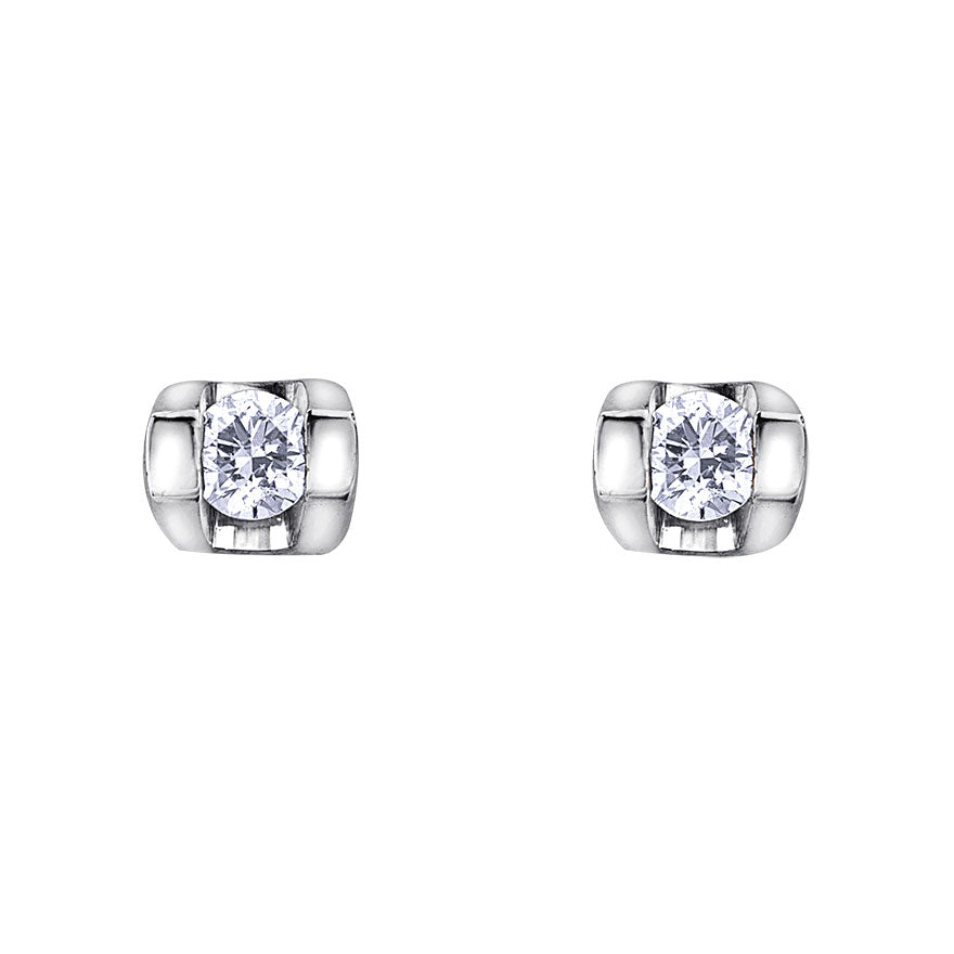 Solitaire Diamond Stud Earrings In 10K White Gold (0.06ct tw)