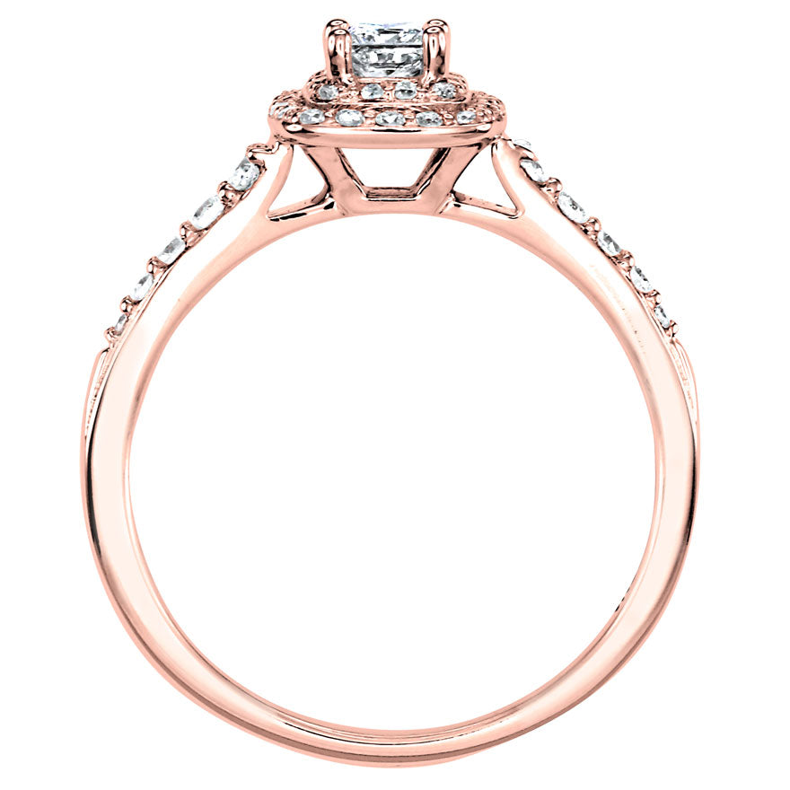 Double Halo Princess Diamond Engagement Ring in 14K Rose Gold (0.50ct tw)