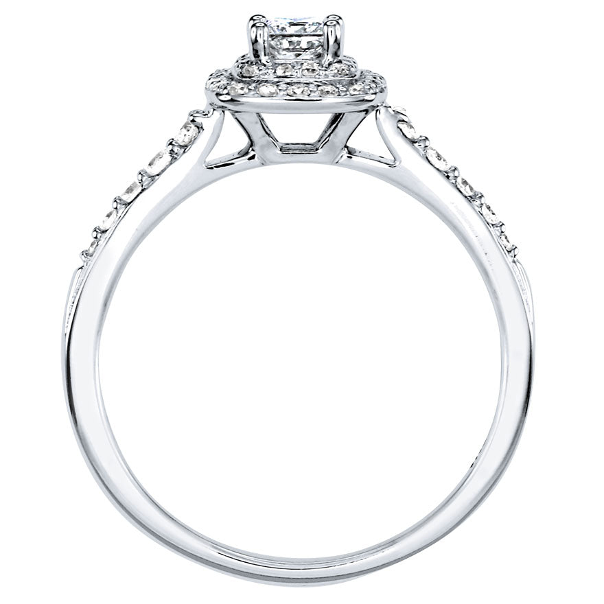 Double Halo Princess Diamond Engagement Ring 14K White Gold (0.50ct