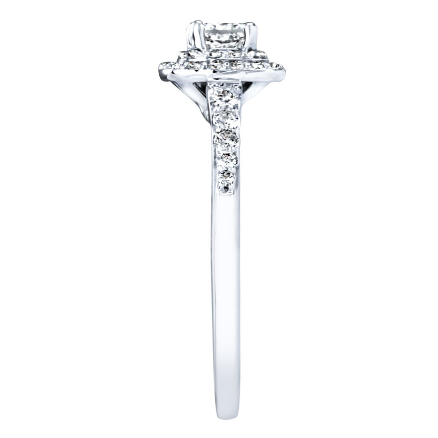 Double Halo Princess Diamond Engagement Ring 14K White Gold (0.50ct