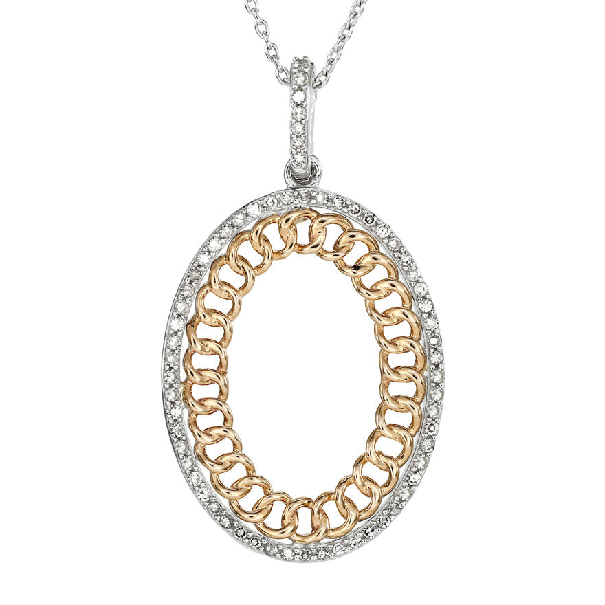 Oval Diamond Pendant in 10K White and Rose Gold (0.25 ct tw)