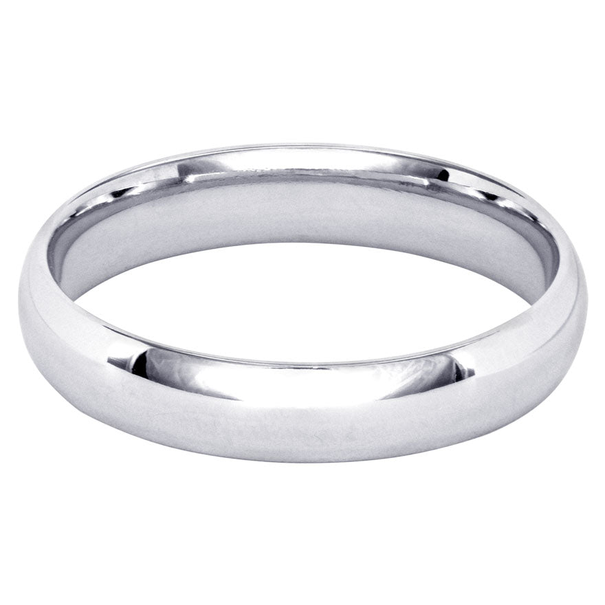 Low Dome Comfort Fit Wedding Band in 10K White Gold (4MM)