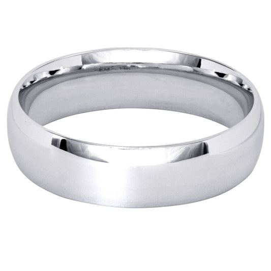 Low Dome Comfort Fit Wedding Band in 14K White Gold (5MM)