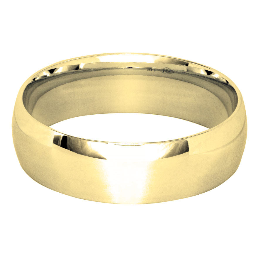 Low Dome Comfort Fit Wedding Band in 14K Yellow Gold (6MM)