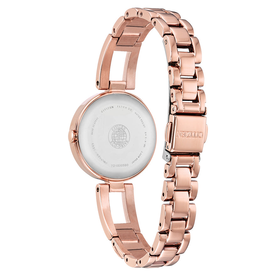 Citizen Women's Axiom Eco-Drive Silver Dial Pink Gold Tone Watch | EM0633-53A