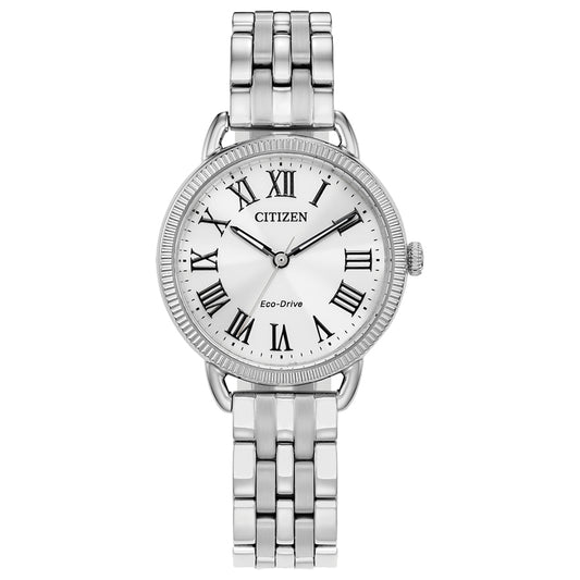 Citizen Eco-Drive Classic Coin Edge Silver-Tone Dial Watch | EM1050-56A