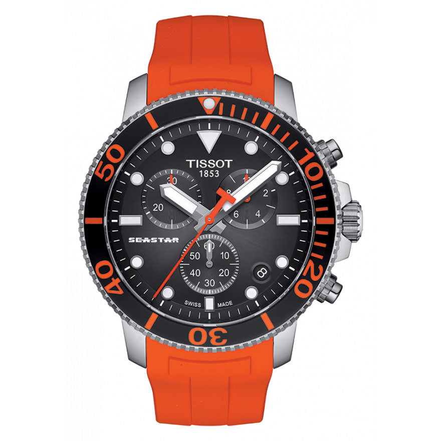 Tissot Seastar 1000 Chronograph In Black Dial and Orange Strap | T120.417.17.051.01